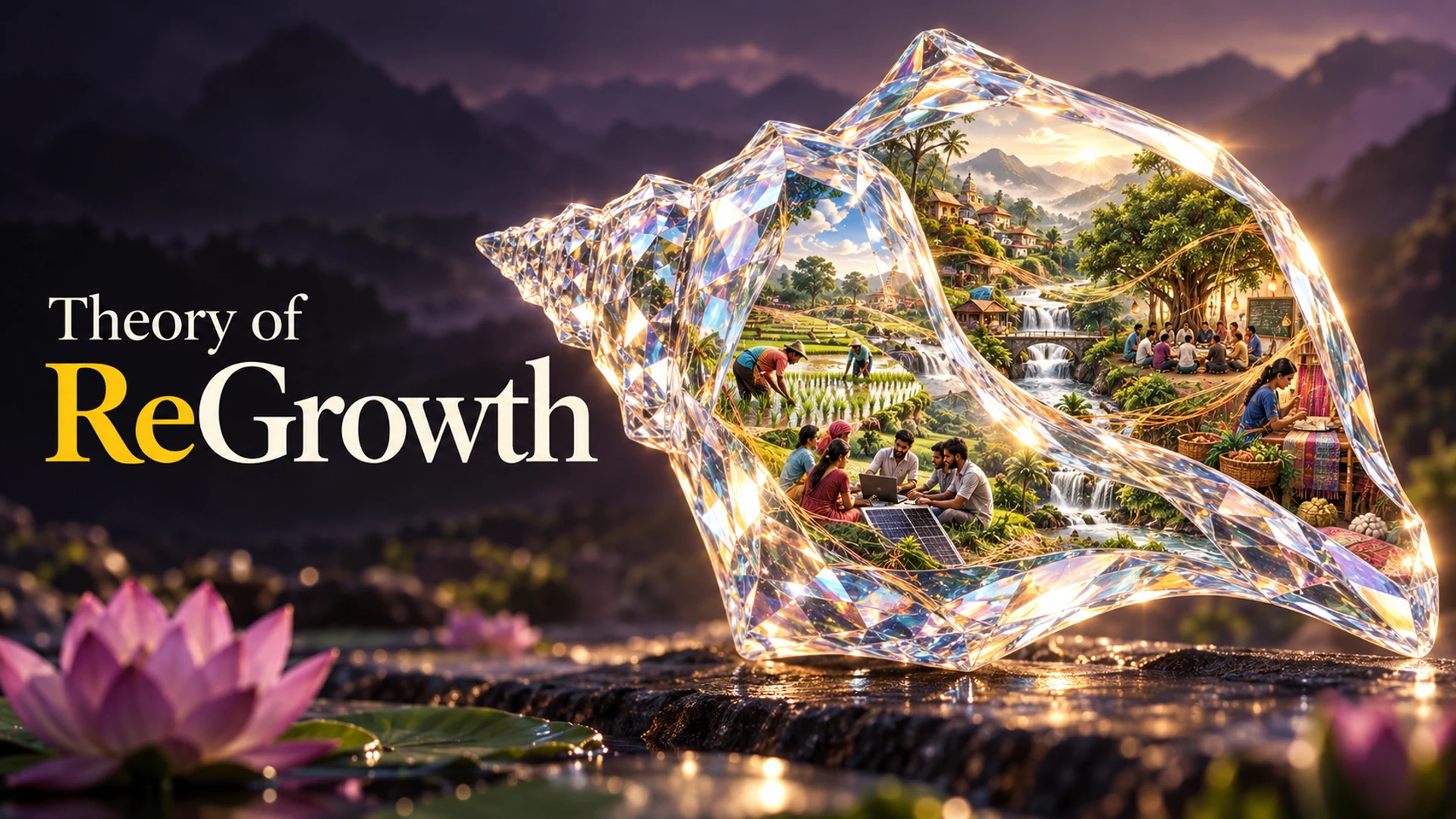 Theory of ReGrowth: the living world refracted within a crystalline conch